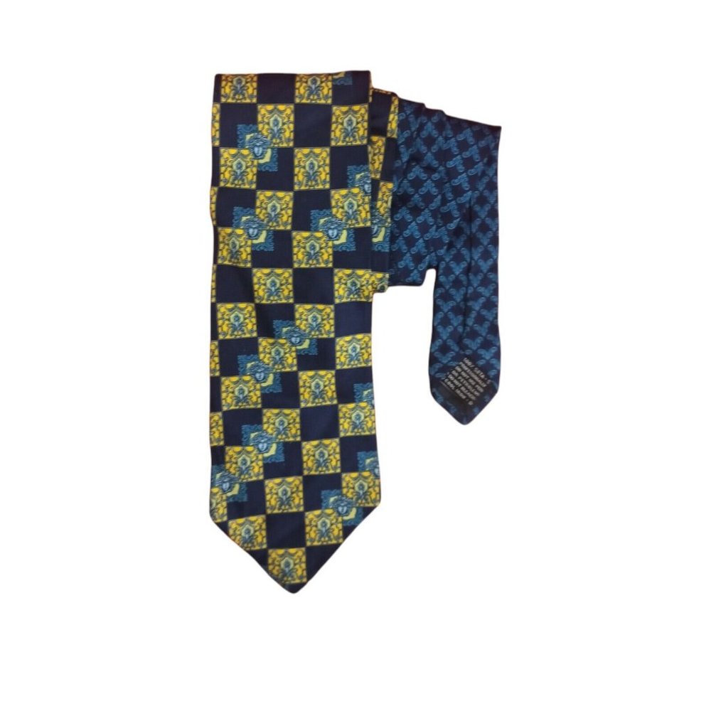 VERSUS VERSACE Blue Geometric Medusa Silk Tie ITALY 57"/ 4" EC